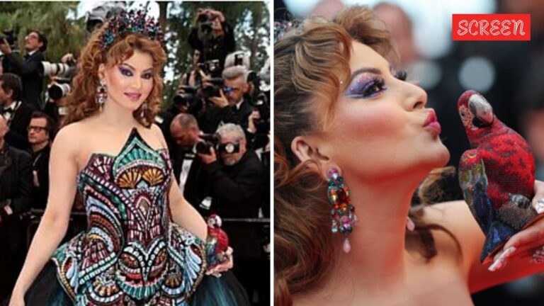“Moulin Rouge Meets Mayur Vihar”: Urvashi Rautela يمشي مهرجان كان 2025 السجادة الحمراء مع قابض ببغاء 4 روبية لكح ، فشل في إعادة إنشاء Aishwarya Rai الشهيرة