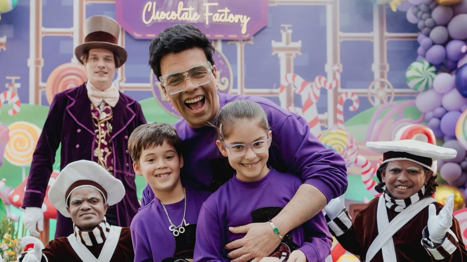 Karan Johar with his kids Yash and Roohi at their 7th birthday bash 1751267761