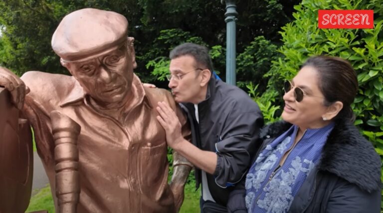 يقبل Parmeet Sethi تمثال Yash Chopra في سويسرا بينما يأخذ أبناء “Ashirwad” عن طريق لمس قدميها ؛ يتذكر أرخانا بوران سينغ ذكريات موهابتين