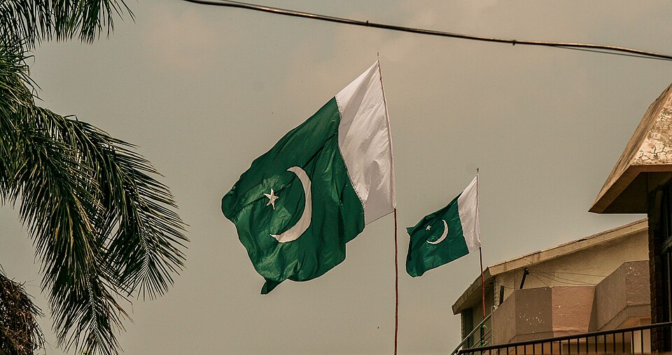 Pakistan Flag in air