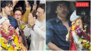 Ganesh Chaturthi 2025: Govinda ، زوجة Sunita Dance on Dhol يدق بينما ينقسم الابن Yashvardhan المعبود ؛ يشاهد