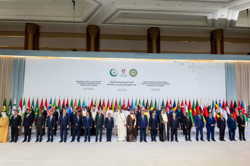 2025 09 15t174517z 1998133526 rc2hsgatb57d rtrmadp 3 israel palestinians qatar summit family jpg