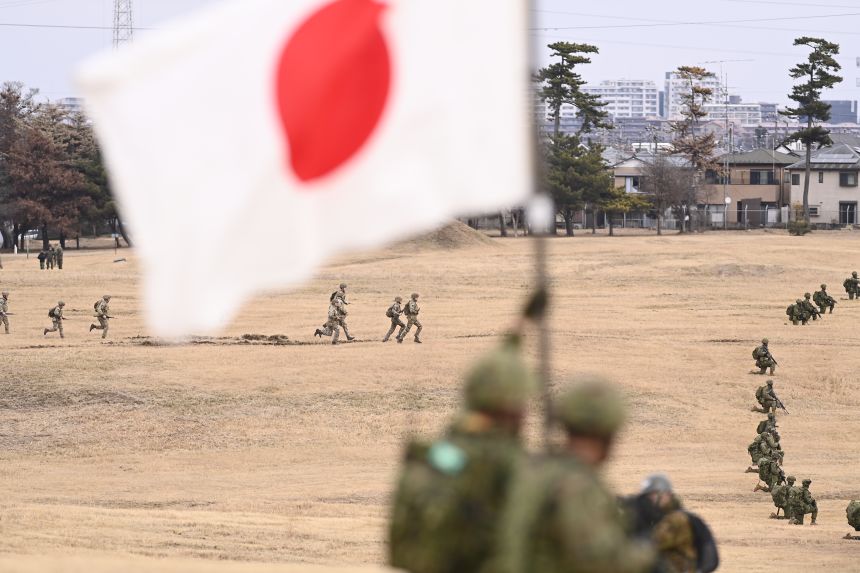 Japans Self Defense Forces 1st Airborne Brigade conducts training on January 12 2025 at Camp Narashino training area near Tokyo. David MareuilAnadoluGetty Images