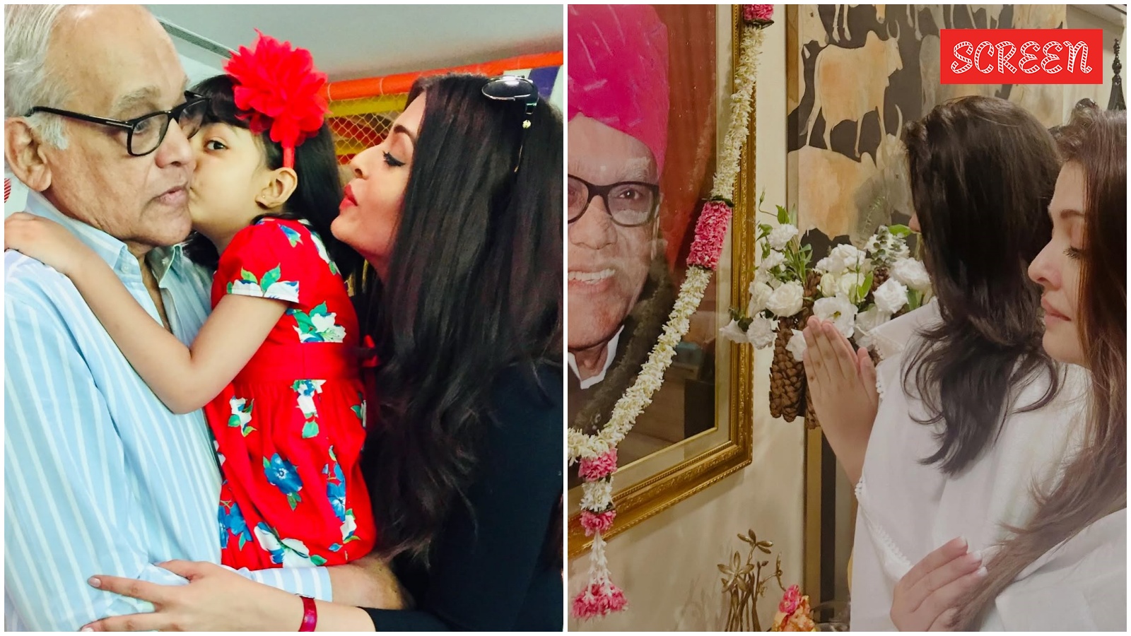 Aishwarya Rai Bachchan and daughhter Aaradhya Bachchan celebrates her dad Krishnaraj Rais birth anniversary 1763706857