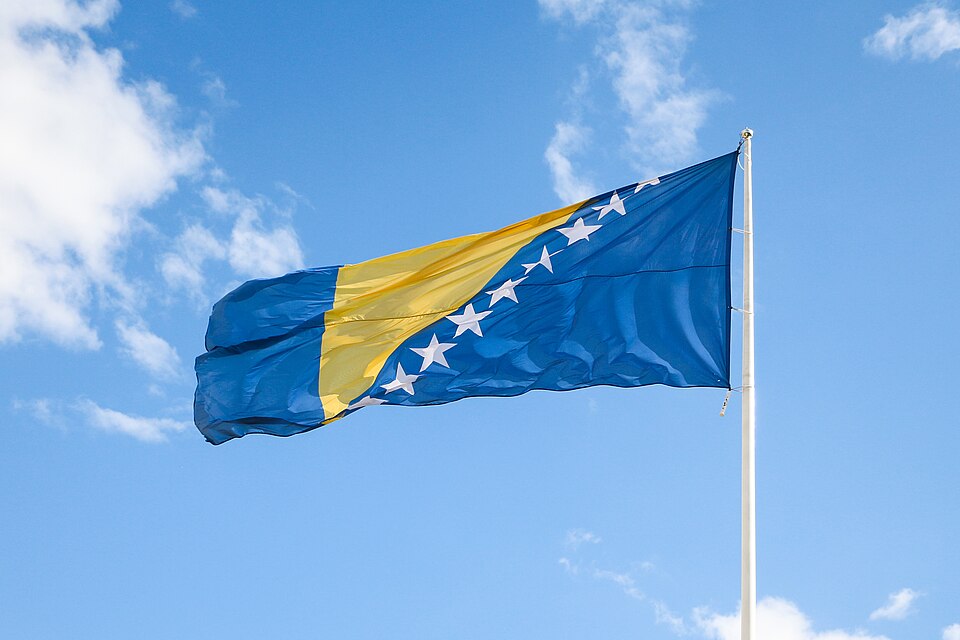 Flag of Bosnia and Herzegovina in White Fortress Sarajevo