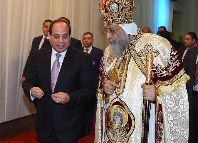 Pope Tawadros and President Sisi before the Christmas Mass at the Cathedral of Christs Nativity in the New Administrative Capital